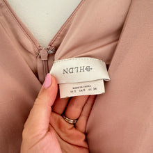 Load image into Gallery viewer, BHLDN Doria Chiffon V-Neck Long Sleeve Maxi Dress Blush Pink 2