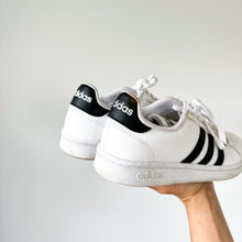 Load image into Gallery viewer, Adidas Grand Court Lace Up Leather Low Top Sneakers White Black 7.5