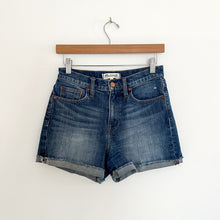 Load image into Gallery viewer, Madewell High Rise Denim Cuffed Stretch Jean Shorts in Blue 25