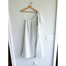 Load image into Gallery viewer, Madewell Seersucker Striped One-Shoulder Puff Sleeve Midi Dress White Blue M
