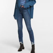 Load image into Gallery viewer, Frame Le Skinny de Jeanne Distressed Mid Rise Jeans Dark Wash Blue 28
