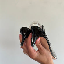 Load image into Gallery viewer, Gianvito Rossi Alice Leather Transparent PVC Slingback Pumps Black 8