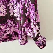 Load image into Gallery viewer, Escada by Neiman Marcus Silk Floral Long Sleeve Button Up Shirt Purple 34