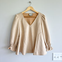 Load image into Gallery viewer, Tuckernuck Bone Suede Easton V-Neck Ruffles 3/4 Sleeve Blouse Cream S
