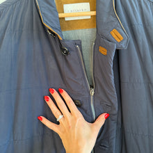 Load image into Gallery viewer, J. Hilburn Highlander Light Puffer Leather Collar Jacket Navy 2XL
