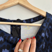 Load image into Gallery viewer, Kate Spade Ponte Leopard Print Lace Up Dress Light Adriatic Blue L