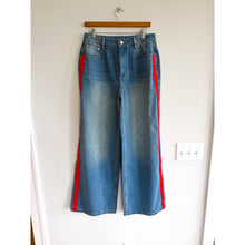Load image into Gallery viewer, Commense Contrast Side Striped High Rise Denim Wide Leg Jeans Blue L NWT
