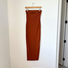 Load image into Gallery viewer, Prettygarden Strapless Ribbed Side Slit Bodycon Maxi Dress Brown S NWT