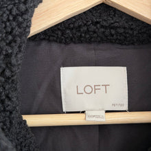 Load image into Gallery viewer, Loft Sherpa Quilted Panel Button Front Mid-Length Jacket Black XXS Petite