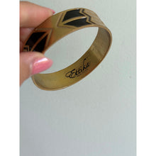 Load image into Gallery viewer, Ettika Gold Tone Black Enamel Geometric Cuff Bangle Bracelet Gold