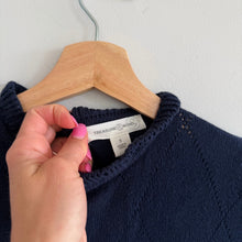 Load image into Gallery viewer, Treasure & Bond Ruffle Hem Long Sleeve Knit Sweater Dress Navy Blue S NWT