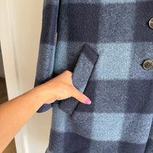 Load image into Gallery viewer, Isabel Marant Étoile Gabriel Single-Breasted Check Coat Midnight Blue 40 NWT