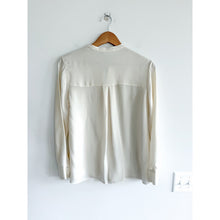 Load image into Gallery viewer, Vince Silk Pintuck Long Sleeve Button Front Blouse Cream 2