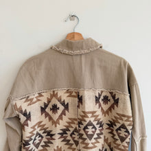 Load image into Gallery viewer, Mystree Aztec Print Button Down Long Sleeve Shacket Tan Brown S