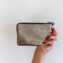 Load image into Gallery viewer, Coach Pebbled Leather Metallic Wristlet Gold OS