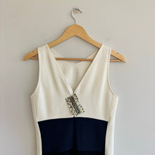 Load image into Gallery viewer, Three Dots Colorblock Pattern Sleeveless Sheath Dress White/Black S NWT