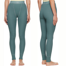 Load image into Gallery viewer, SKIMS Cotton Rib Knit Pull On High Rise Leggings Kyanite Green L NWT