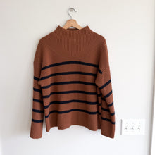Load image into Gallery viewer, A.L.C Louise Striped Merino Wool Mock Neck Pullover Sweater Brown M