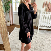 Load image into Gallery viewer, Rails Everly Long Sleeve Tiered V-Neck Mini Dress Black S