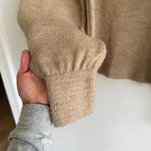 Load image into Gallery viewer, Anthropologie Square Neck Puff Sleeve Knit Sweater Tan M