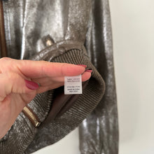 Load image into Gallery viewer, NWT Dolce Cabo Soft Metallic Zip Up Bomber Army Jacket M