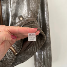 Load image into Gallery viewer, Dolce Cabo Soft Metallic Zip Up Bomber Army Jacket M