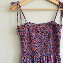Load image into Gallery viewer, Buddy Love Edie Tie Shoulder Floral Print Smocked Tiered Maxi Dress Purple S