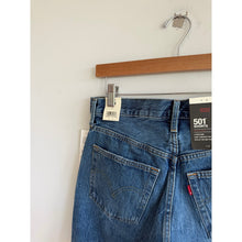 Load image into Gallery viewer, Levi's 501 High Rise Denim Button-Fly Bermuda Shorts Blue 27 NWT