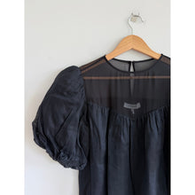 Load image into Gallery viewer, Frame Sheer Cotton-Silk Inset Puff Sleeve Blouse Black S