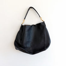Load image into Gallery viewer, Tory Burch Pebbled Leather Zip-Closure Hobo Shoulder Bag Black