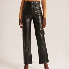 Load image into Gallery viewer, Abercrombie & Fitch Ultra High Rise Ankle Straight Faux Leather Pants Black 31