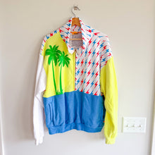 Load image into Gallery viewer, Aviator Nation RARE Bolt Palm Trees Fleece 1/2 Zip Sweatshirt Blue Yellow XL