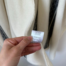 Load image into Gallery viewer, Kujten Cape Liv 2-Threads Cashmere Fringed Open Front Cape Sweater Beige OS NWT