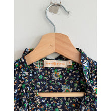 Load image into Gallery viewer, Tory Burch Floral Pattern Cap Sleeve Crew Neck Blouse Blue 2