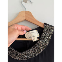 Load image into Gallery viewer, Artelier Nicole Miller Silk Sequin Embellished Beads Hem Shift Dress Black S