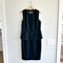 Load image into Gallery viewer, Akris Wool Zip-Front Sleeveless Crew Neck Peplum Mini Sheath Dress Black 10