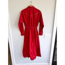 Load image into Gallery viewer, Tory Burch Eleanor Poplin Long Sleeve Button Front Midi Dress Ruby Rust 8 NWT