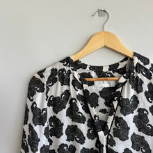 Load image into Gallery viewer, A.L.C Silk Paisley Print Button Up Blouse Black White