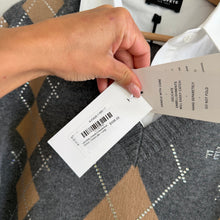 Load image into Gallery viewer, Retrofete Ornella Embellished Argyle Pattern Mini Sweater Dress Gray L NWT