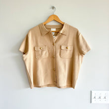 Load image into Gallery viewer, H&M Short Sleeve Button Up Cardigan Sweater Beige Gold XL NWT