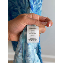 Load image into Gallery viewer, Rixo Maddison Geometric Print Button Front Long Sleeve Maxi Dress Blue M