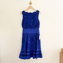 Load image into Gallery viewer, Tadashi Shoji Embroidered Lace Blouson Waist Dress Marna Blue 8