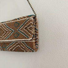 Load image into Gallery viewer, Santi Aztec Pattern Beaded Rectangle Shape Clutch Bag Brown