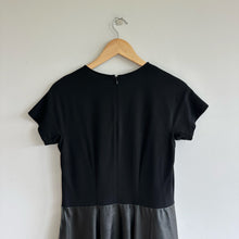 Load image into Gallery viewer, Lafayette 148 New York Faux Leather Short Sleeve A-Line Dress Black M NWT