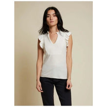 Load image into Gallery viewer, NATION LTD Habiba Fancy Smocked Flutter Sleeve Tank Top White XS
