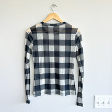Load image into Gallery viewer, Rag & Bone Buffalo Check Long Sleeve Classic Tee Black White S