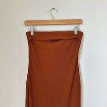 Load image into Gallery viewer, Prettygarden Strapless Ribbed Side Slit Bodycon Maxi Dress Brown S NWT