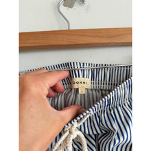 Load image into Gallery viewer, Donni Striped Pattern Strapless Cropped Top High Rise Wide Leg Pants Set Blue L