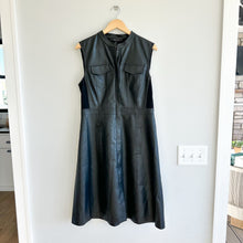 Load image into Gallery viewer, BCBGMaxAzria Faux Leather A-Line Sleeveless Shirt Dress Black L