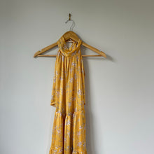 Load image into Gallery viewer, Sabina Musayev Donolita Sleeveless Floral Pleated Halter Maxi Dress Yellow M NWT